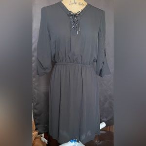 NWT Mossimo black sheer dress. Crosstie front and 3/4 length roll up sleeve XS
